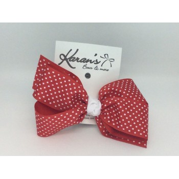 Red Swiss Dots Bow - 4 Inch